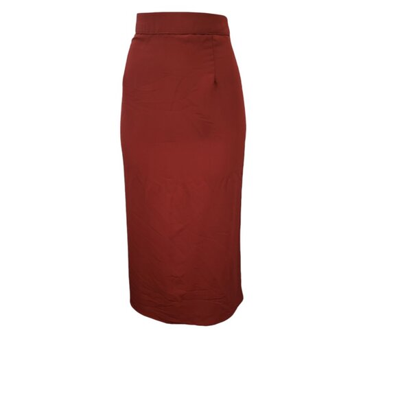 Rangoli Burgundy Wine Red Tea/Calf Length Straight Skirt - Picture 1 of 13